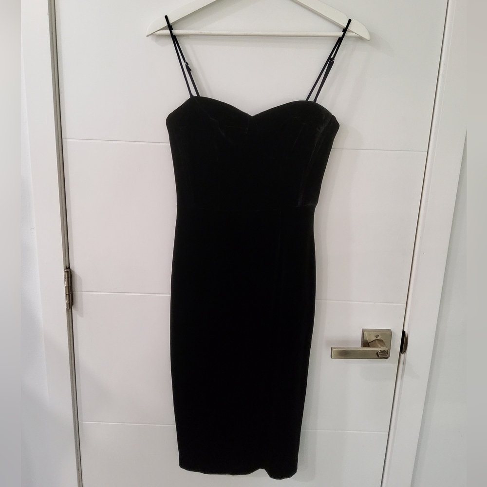 Theory Black Velvet Corset Midi Dress Size 0 - Picture 3 of 12